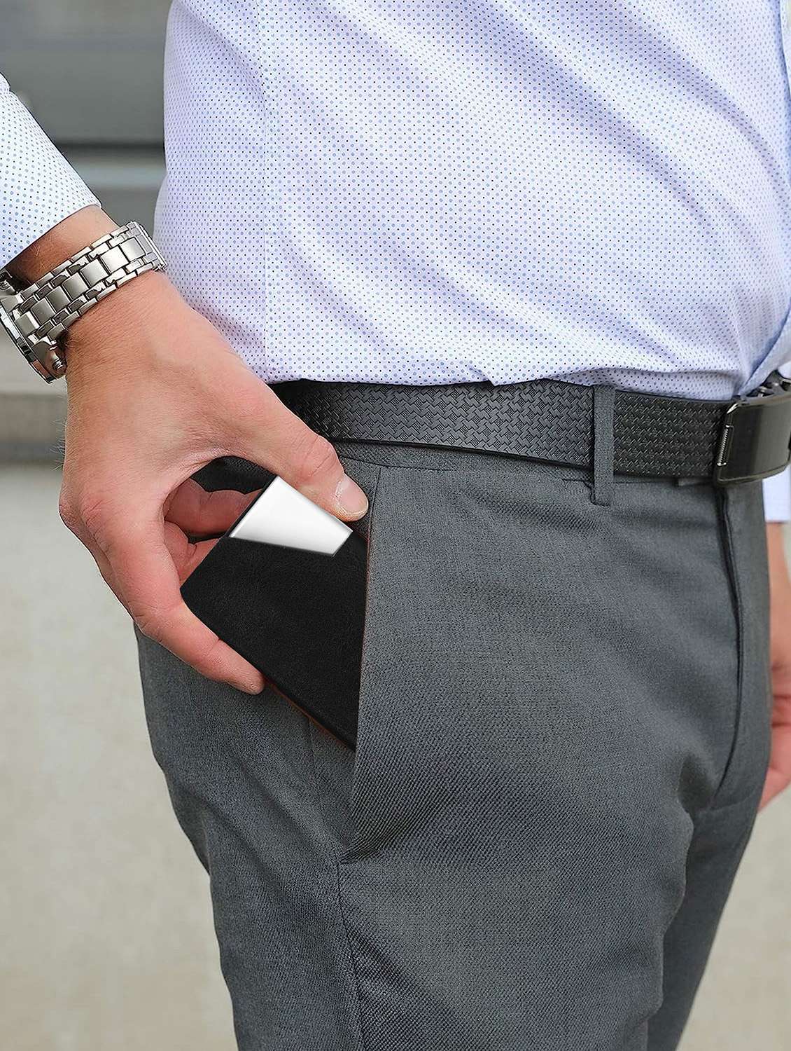 black synthetic leather card holder - 20723918 - Standard Image - 3