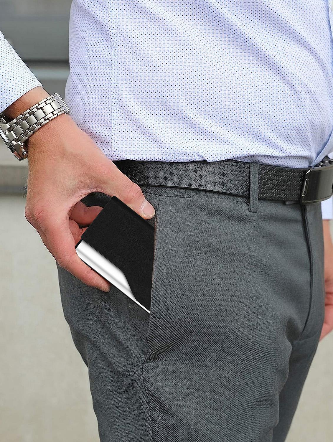 black synthetic leather card holder - 20723924 - Standard Image - 3