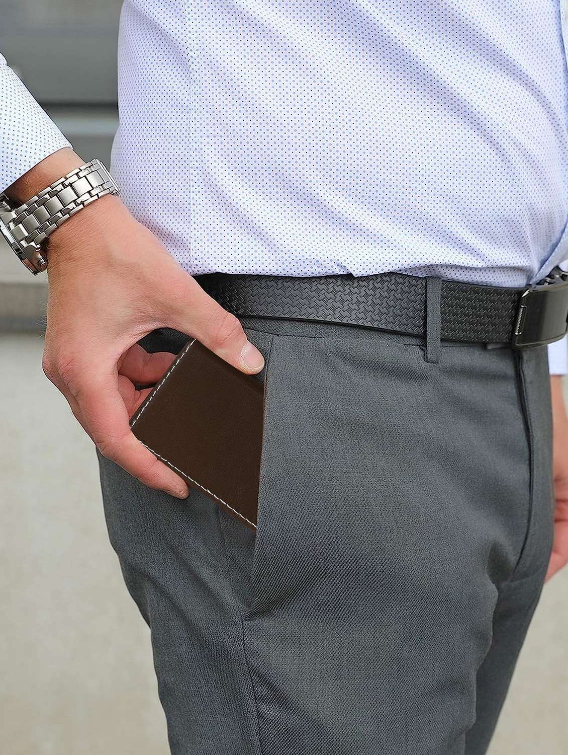 brown synthetic leather card holder - 20723928 -  Standard Image - 3