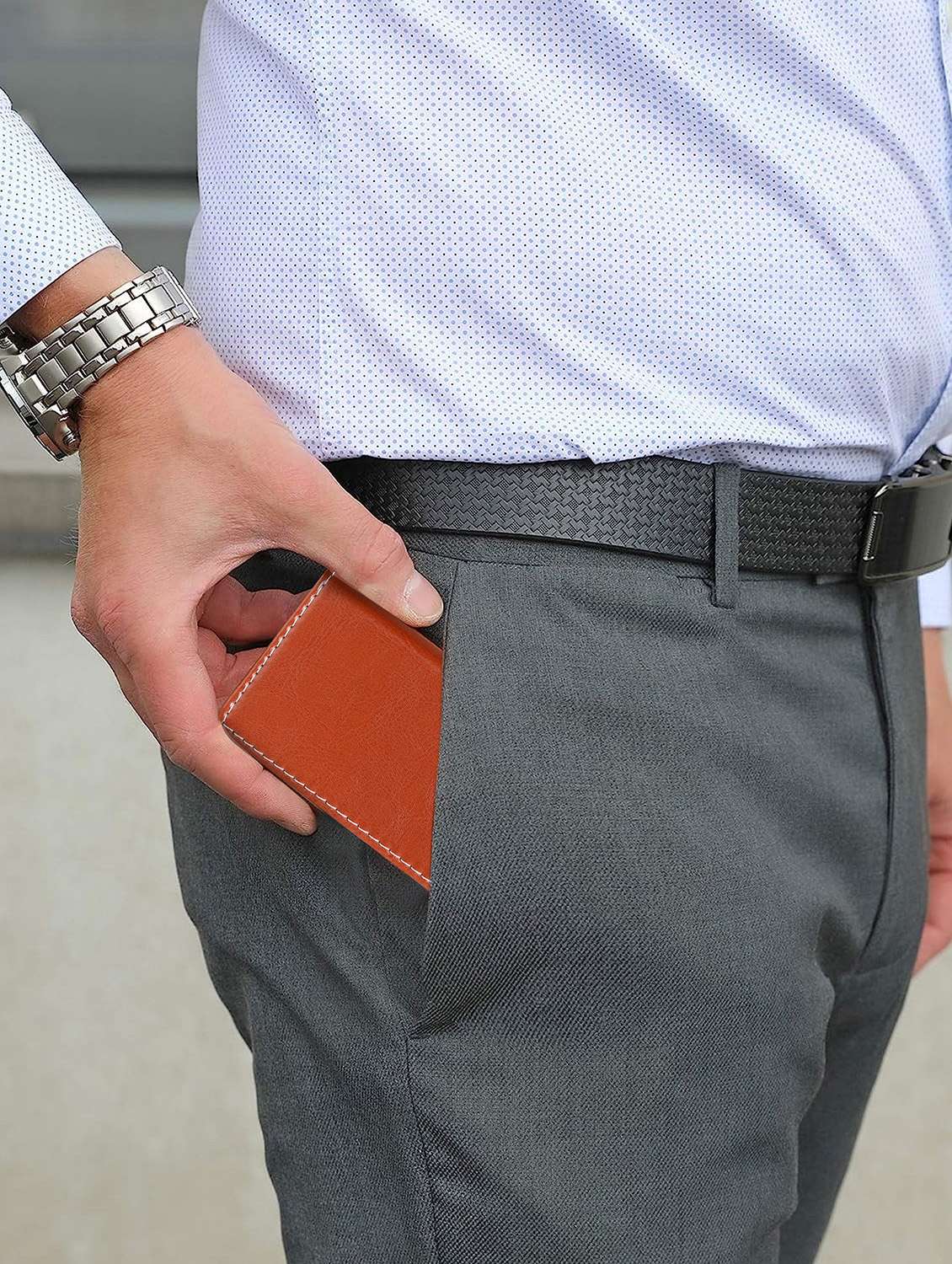 tan synthetic leather card holder - 20723929 -  Standard Image - 3