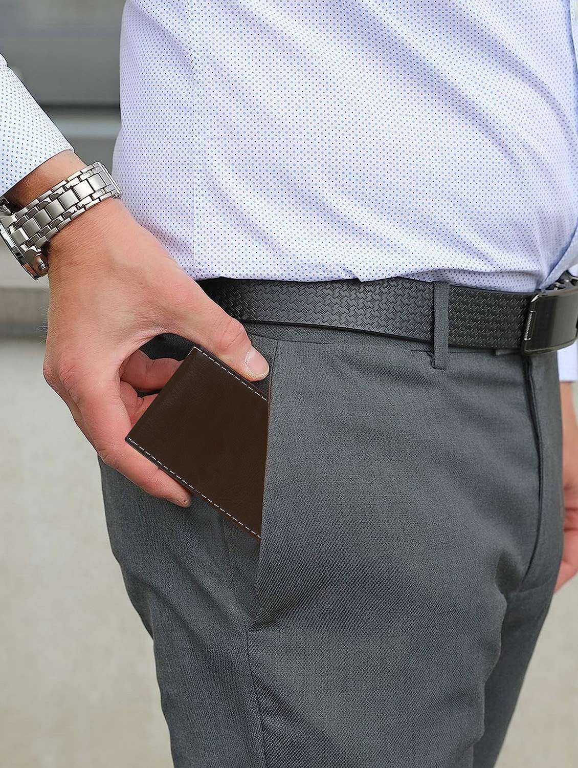 brown synthetic leather card holder - 20723931 -  Standard Image - 3