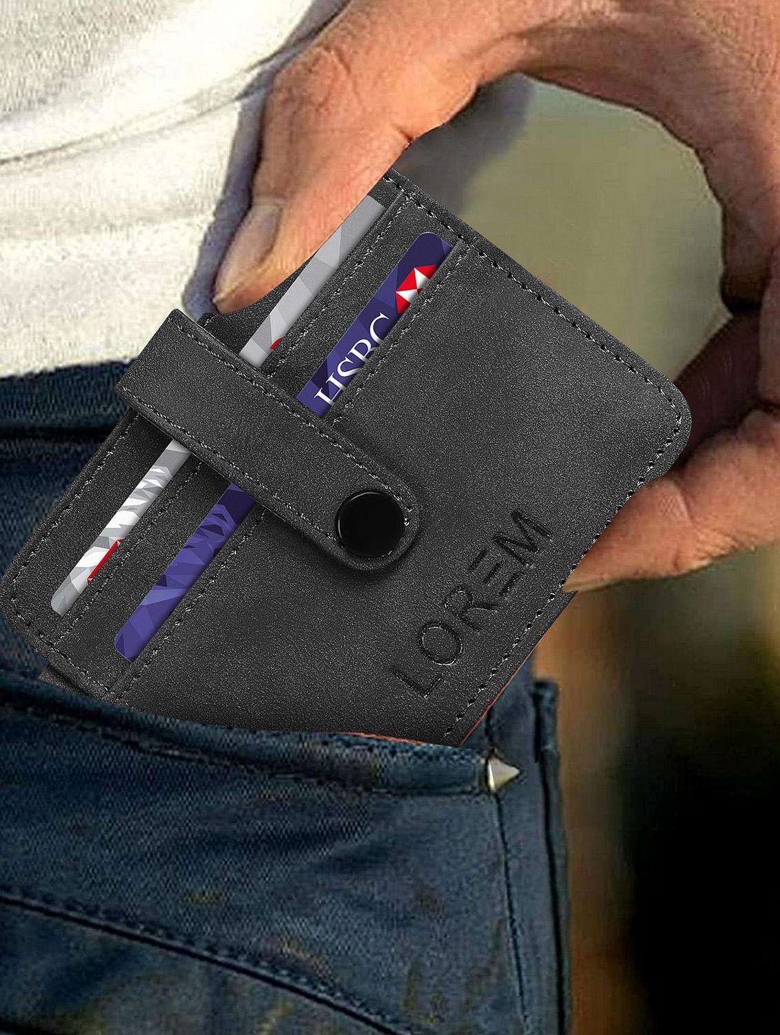 black synthetic leather card holder - 20723933 - Standard Image - 3