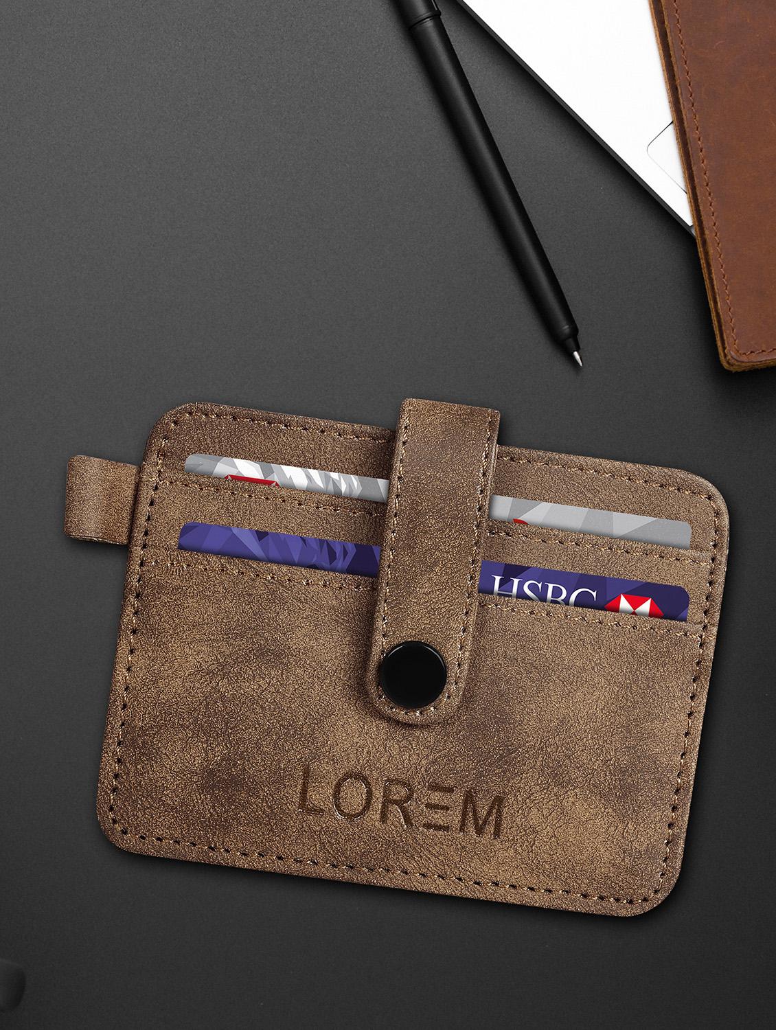 brown synthetic leather card holder - 20723934 - Zoom Image - 0