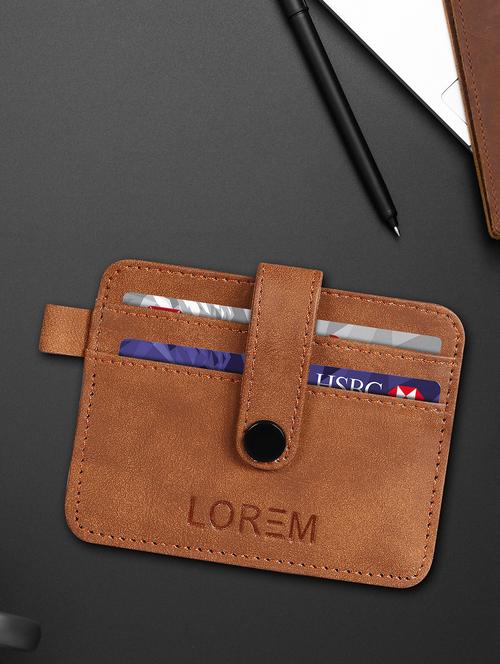 tan synthetic leather card holder - 20723935 -  Standard Image - 0
