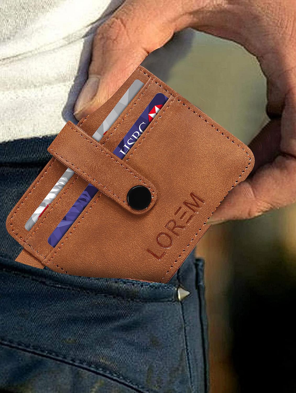 tan synthetic leather card holder - 20723935 - Standard Image - 3