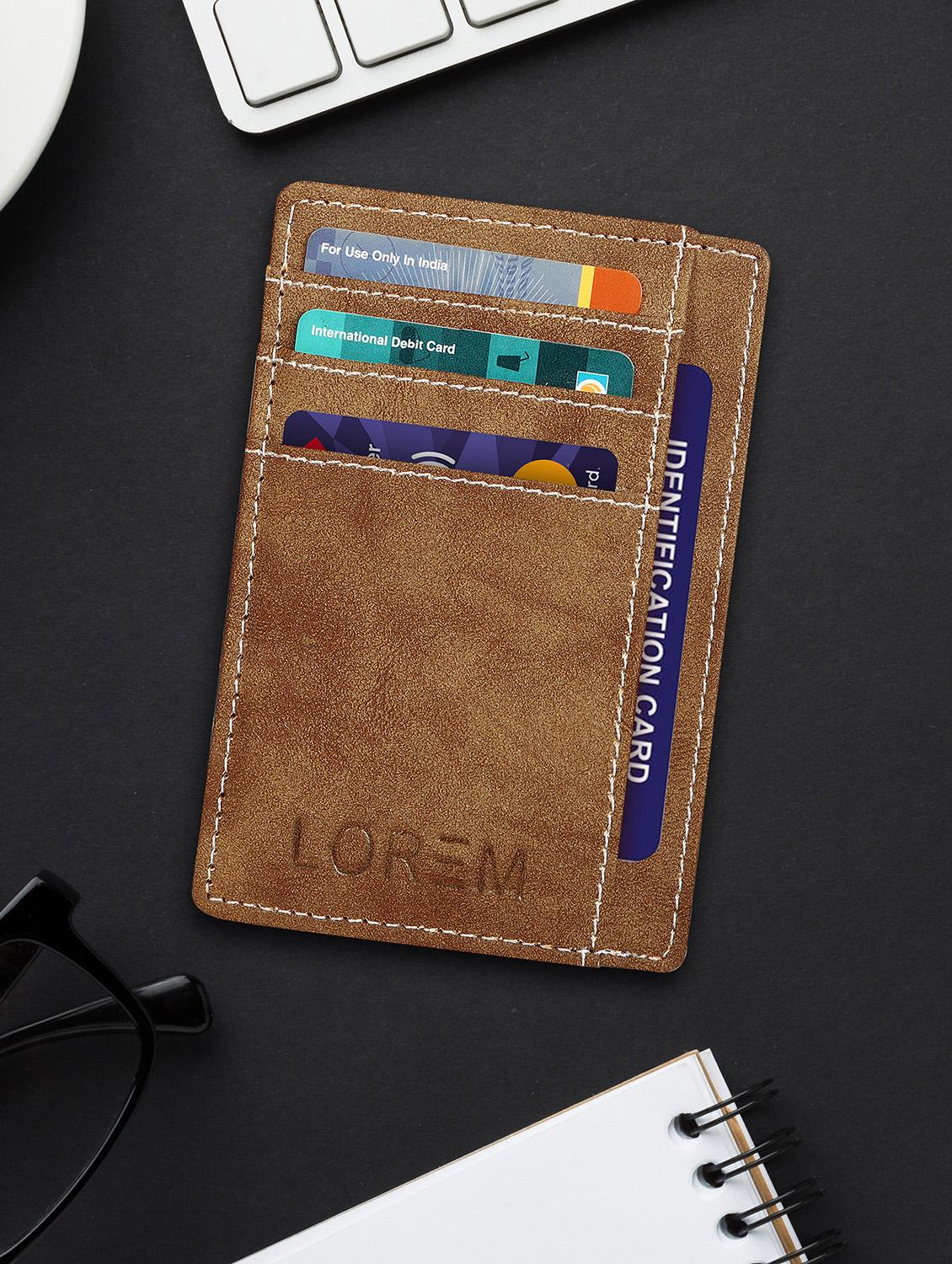brown synthetic leather card holder - 20723940 - Zoom Image - 0
