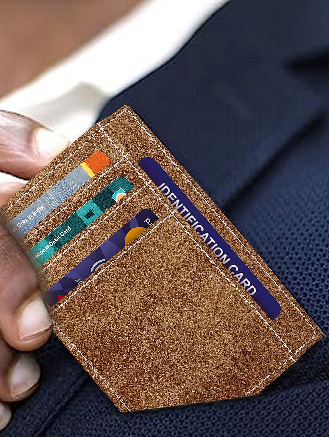 brown synthetic leather card holder - 20723940 - Standard Image - 3