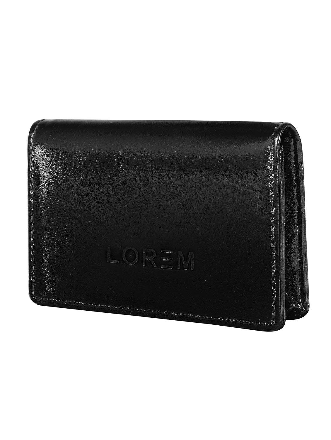 black synthetic leather card holder