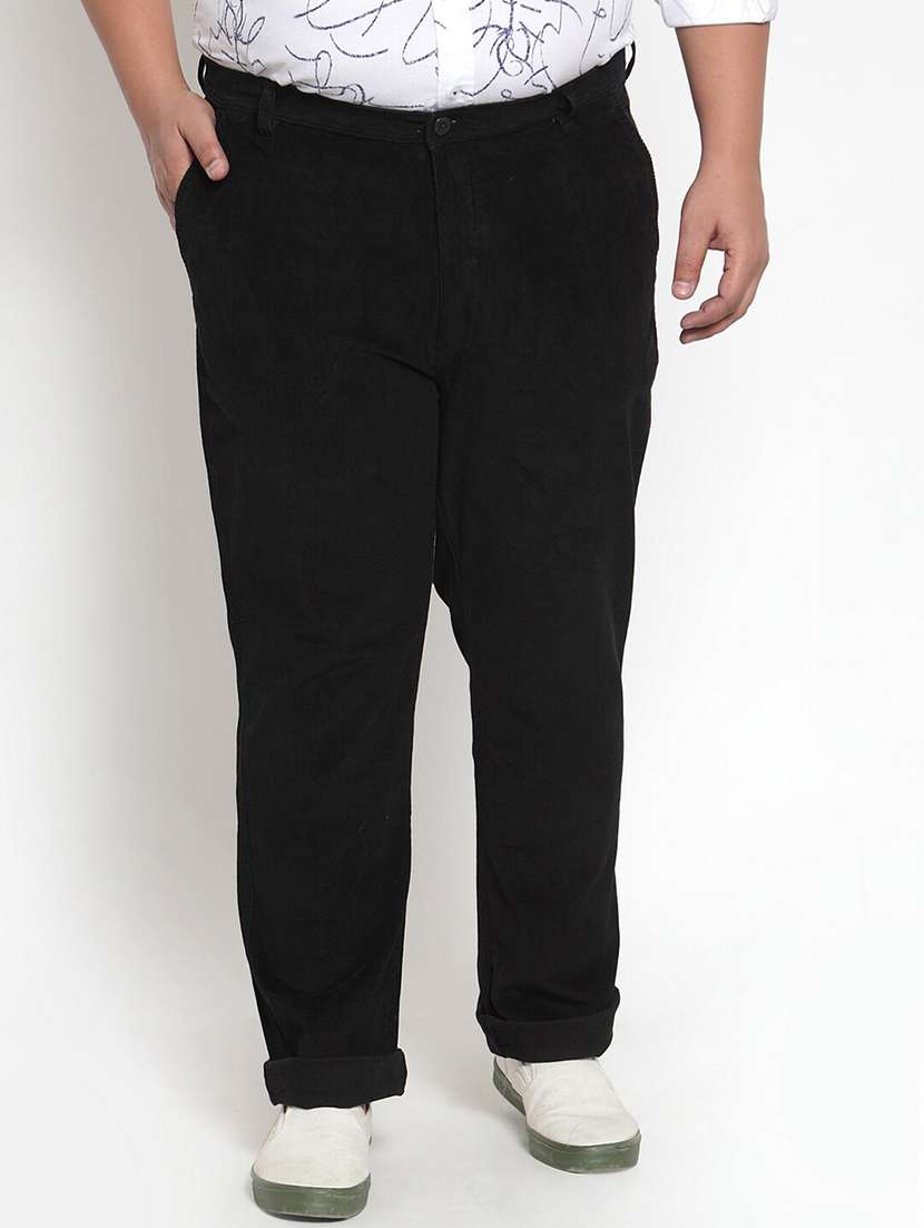 men solid flat front plus size casual trouser - 20724034 - Zoom Image - 0