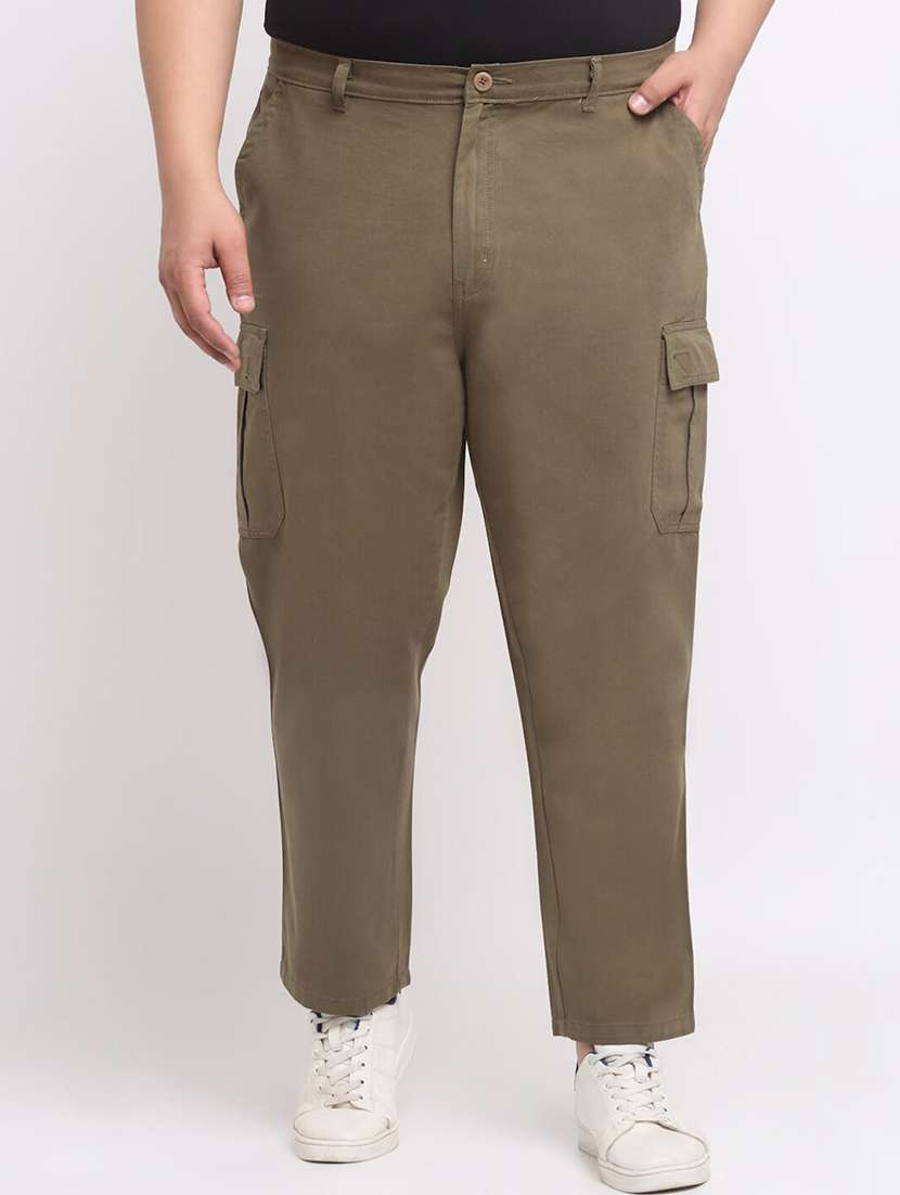 men olive flat front plus size cargo pants