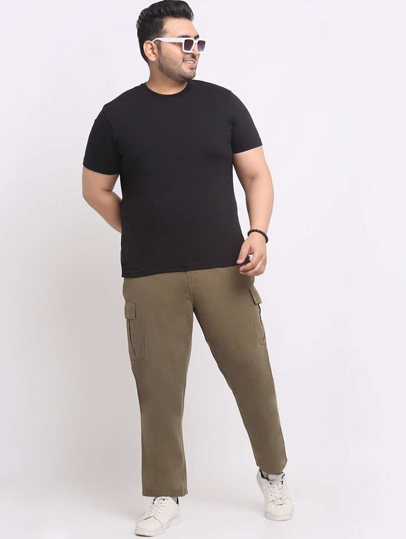 men olive flat front plus size cargo pants - 20724057 -  Standard Image - 3