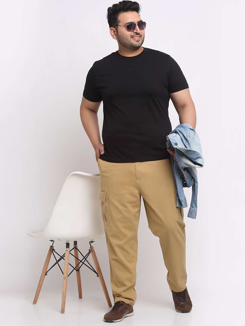 khaki cotton flat front casual trousers - 20724058 -  Standard Image - 3