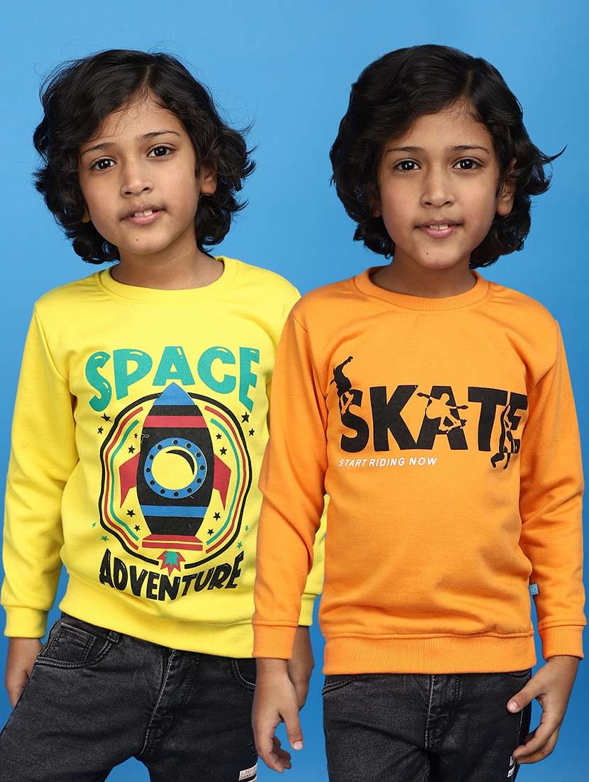 boys round neck printed set of 2 regular sweatshirt - 20724271 - Zoom Image - 0