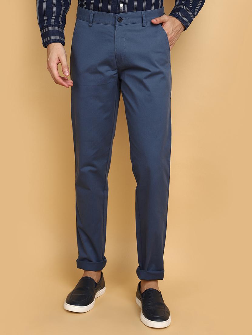 blue cotton chinos casual trousers