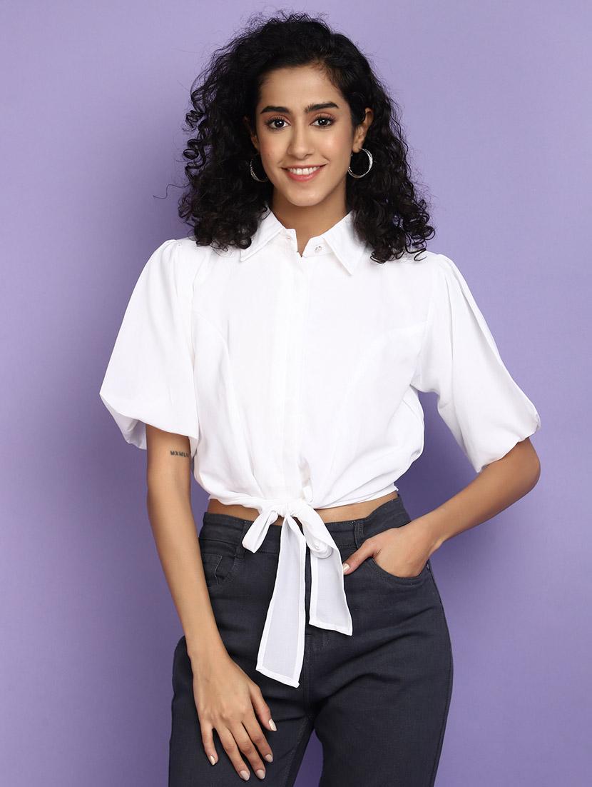 white cotton regular top - 20724442 - Zoom Image - 0