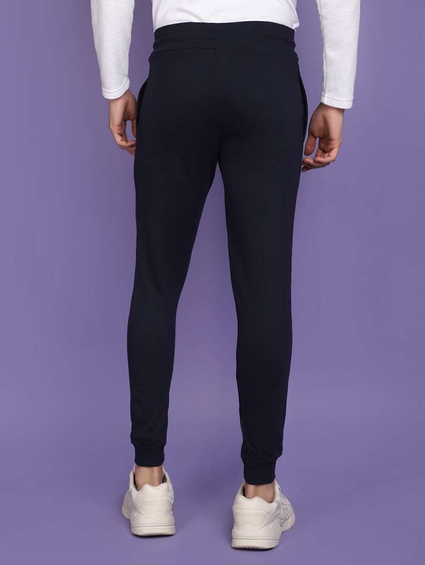 men navy blue placement print mid rise jogger - 20724603 -  Standard Image - 3