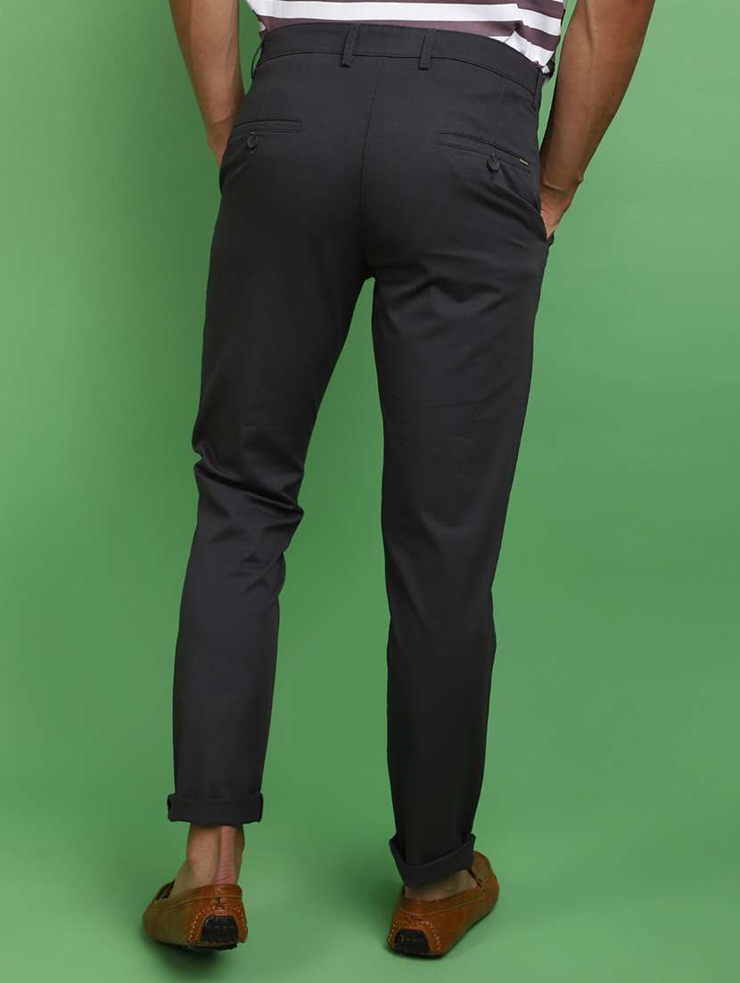 men grey solids chinos casual trouser - 20724764 -  Standard Image - 3