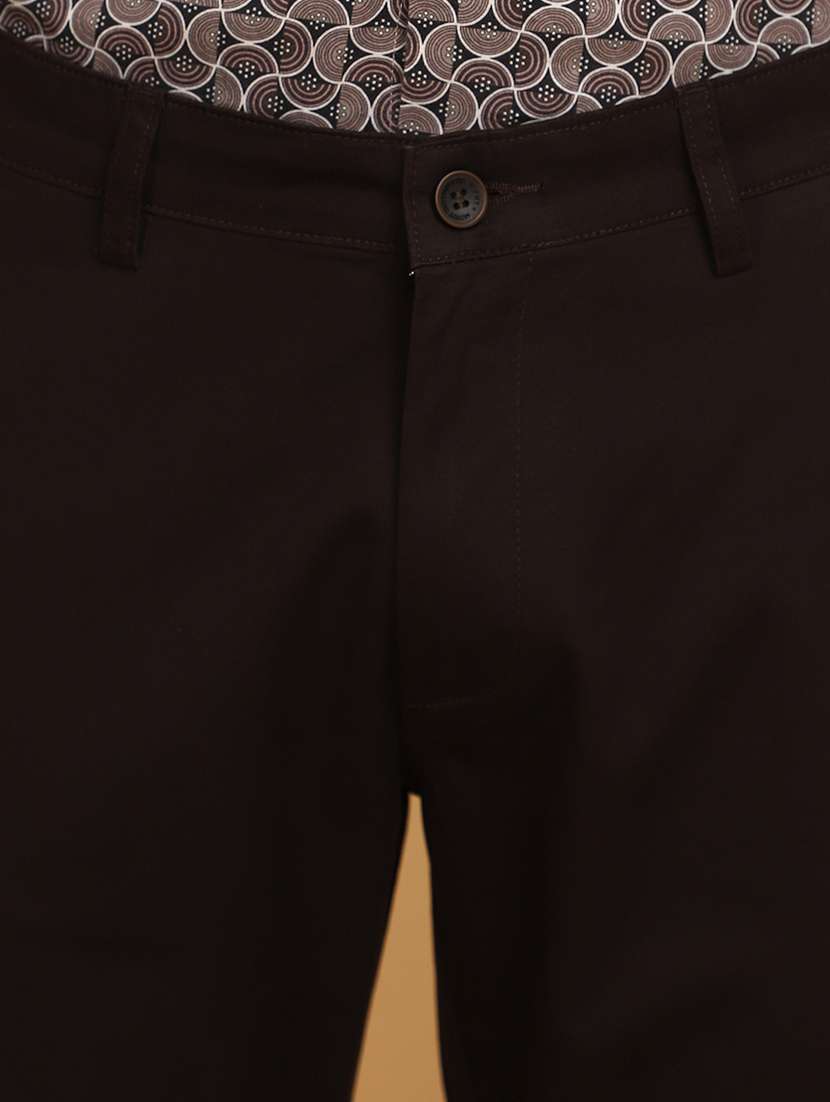 Men Brown Solids Chinos Casual Trouser - 20724925 -  Standard Image - 5