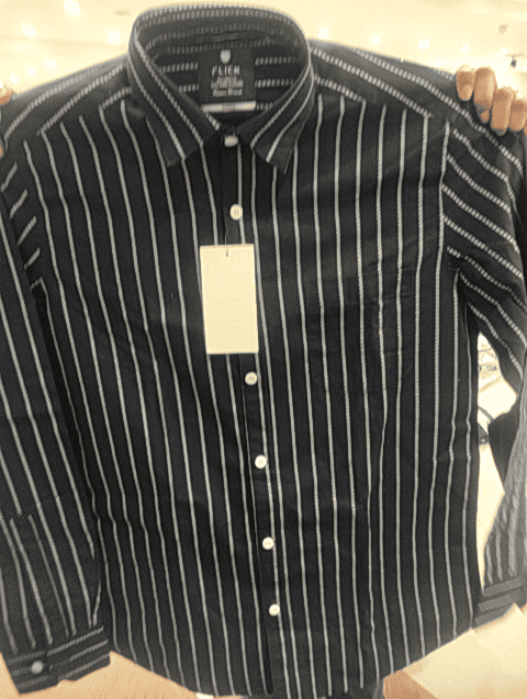 navy blue poplin casual shirt - 20725011 - Zoom Image - 0