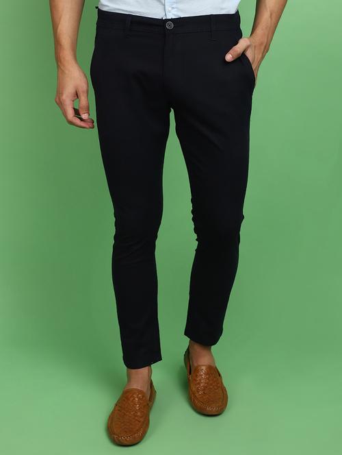 blue cotton chinos casual trousers - 20725079 -  Standard Image - 0