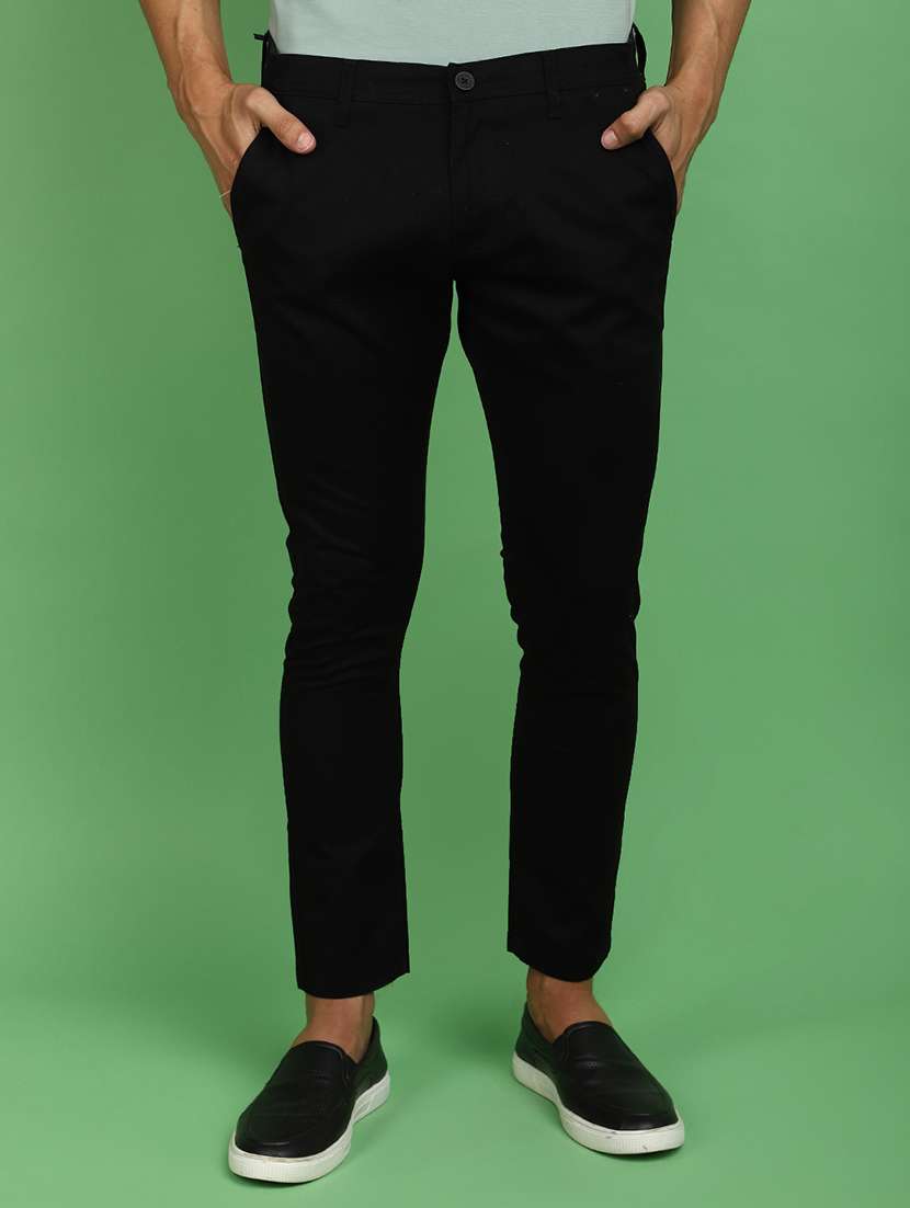 black cotton chinos casual trousers