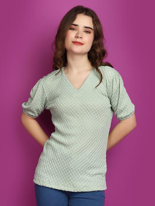 green cotton regular top - 20725233 -  Standard Image - 0
