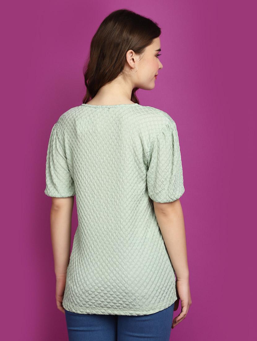 green cotton regular top - 20725233 - Standard Image - 3