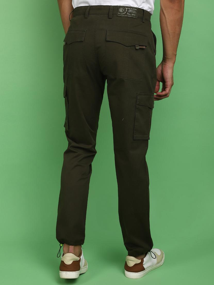 men olive solid mid rise jogger - 20725253 - Standard Image - 3