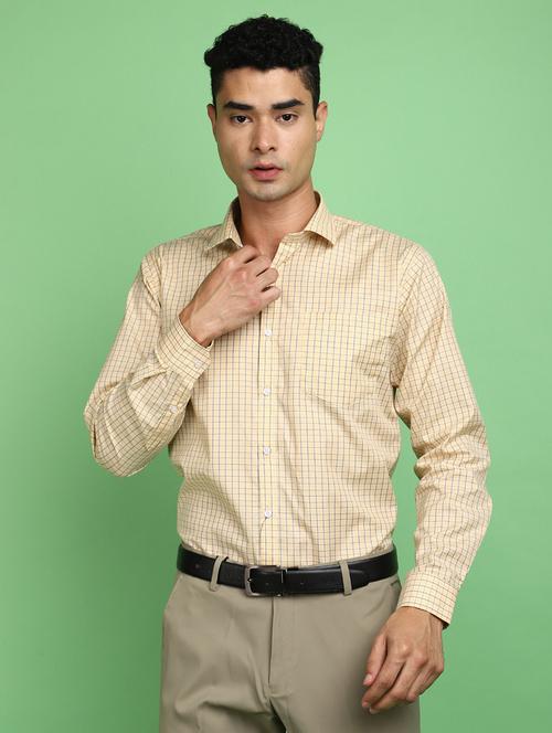 yellow checkered formal shirt - 20725261 - Standard Image - 0