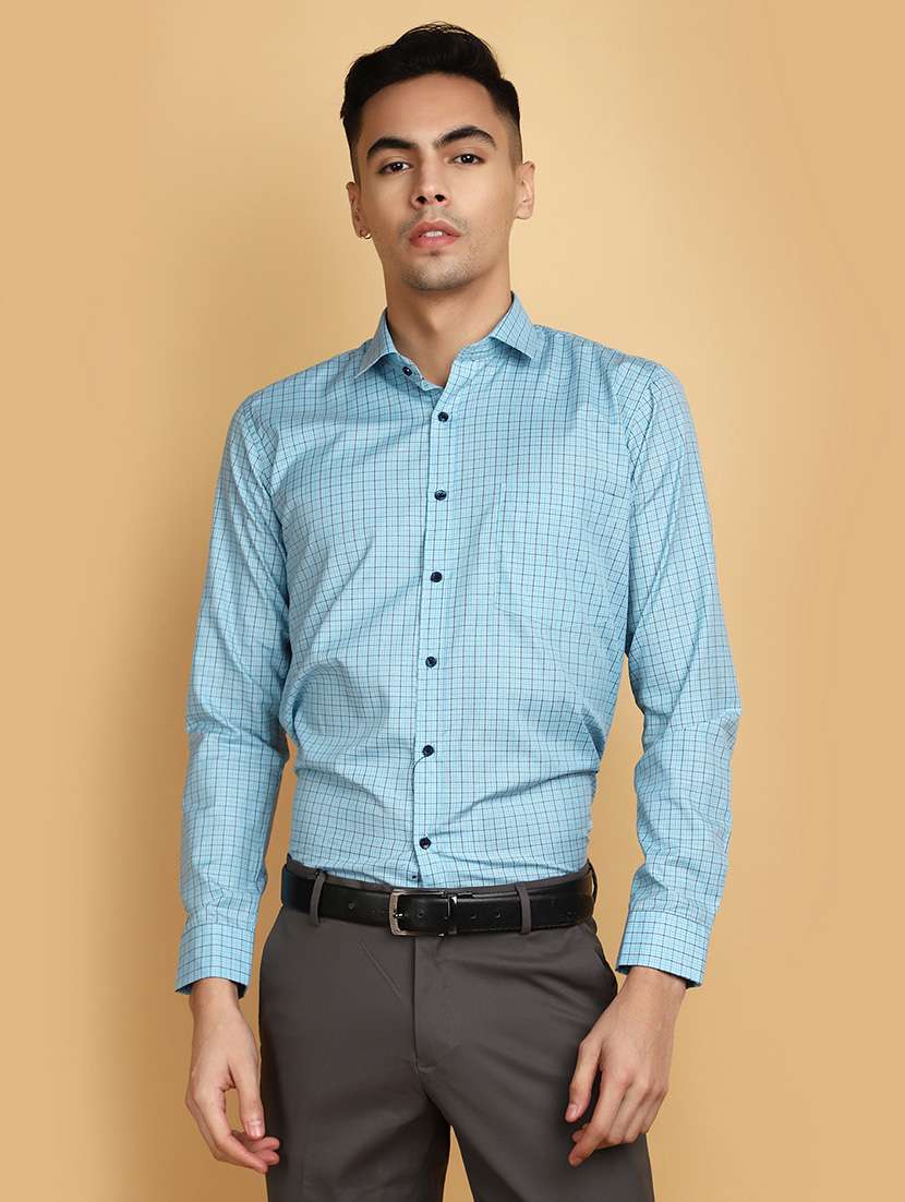 light blue checkered formal shirt