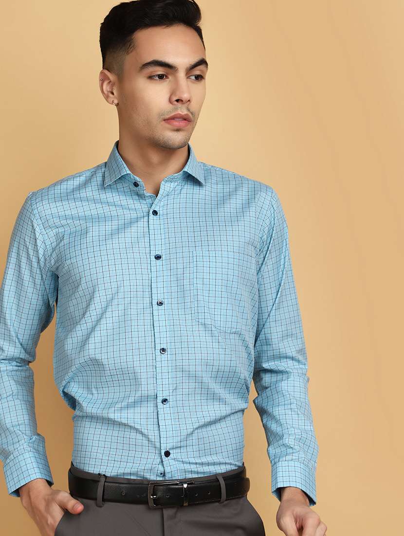 light blue checkered formal shirt - 20725262 -  Standard Image - 3