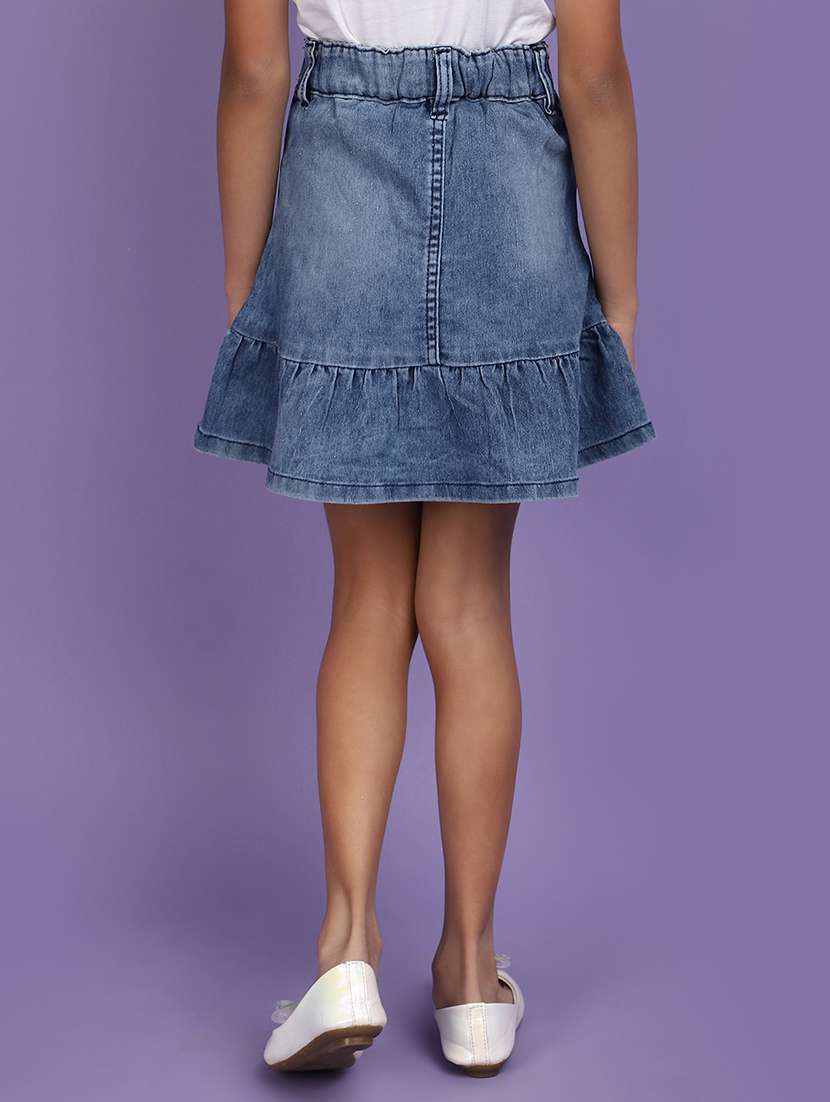 girls solid denim skirt - 20725266 -  Standard Image - 3