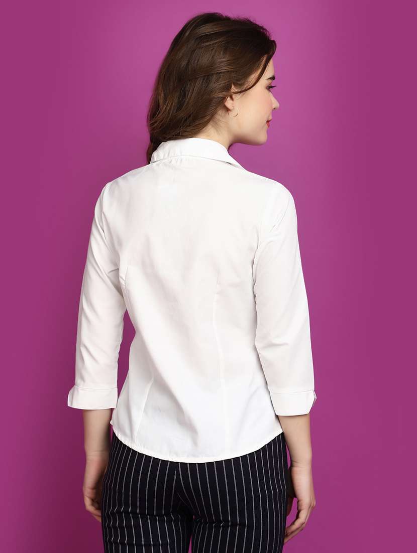 women solid cotton shirt - 20725420 -  Standard Image - 3