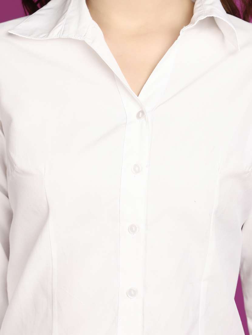 women solid cotton shirt - 20725420 -  Standard Image - 5