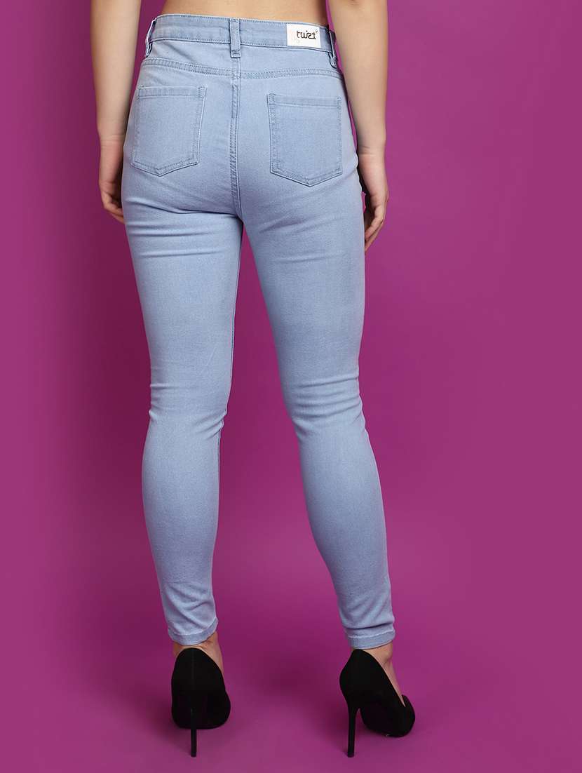 women light blue plain skinny jean - 20725428 -  Standard Image - 3