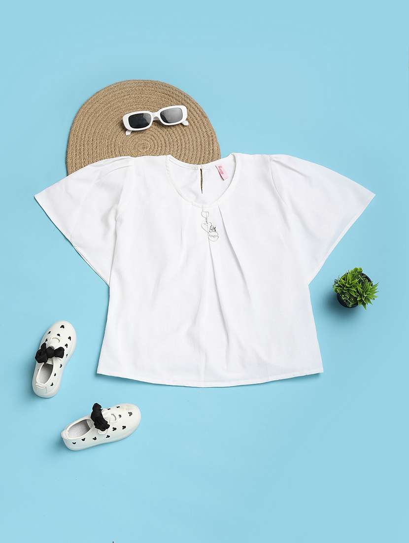 girls white solid top