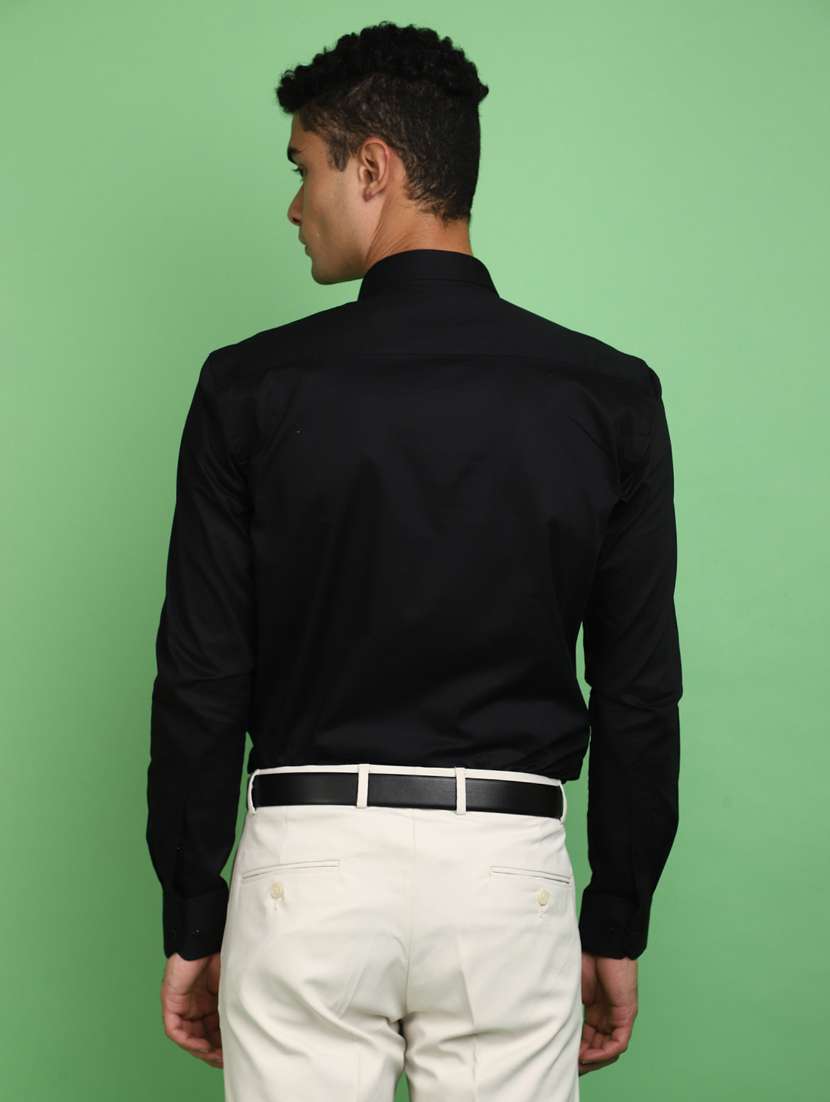 black cotton formal shirt - 20725506 -  Standard Image - 3