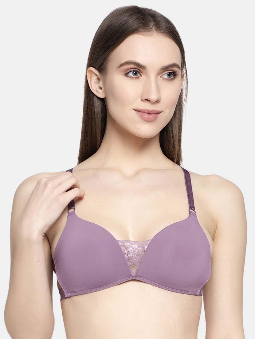 purple polyester plunge bra - 20725565 -  Zoom Image - 0