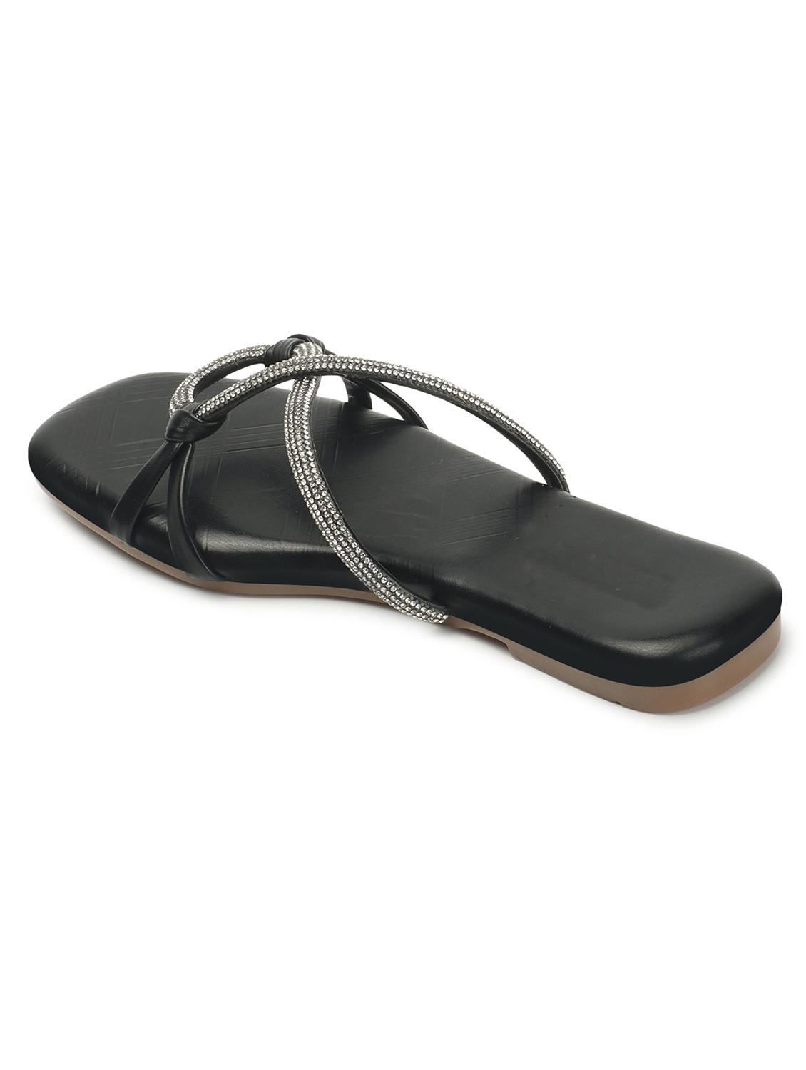 black synthetic slip on sandals - 20726382 - Standard Image - 3