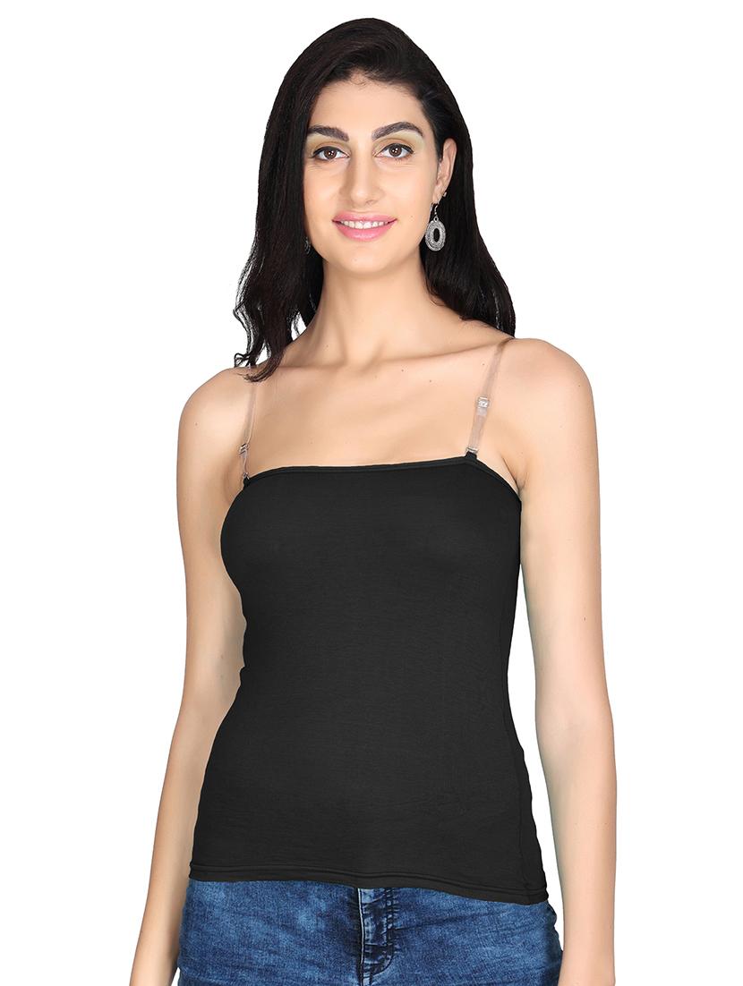 solid transparent straps camisole - 20726426 -  Zoom Image - 0