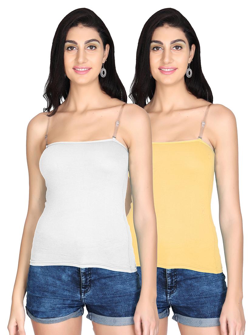 pack of 2 solid transparent straps camisoles - 20726430 - Zoom Image - 0