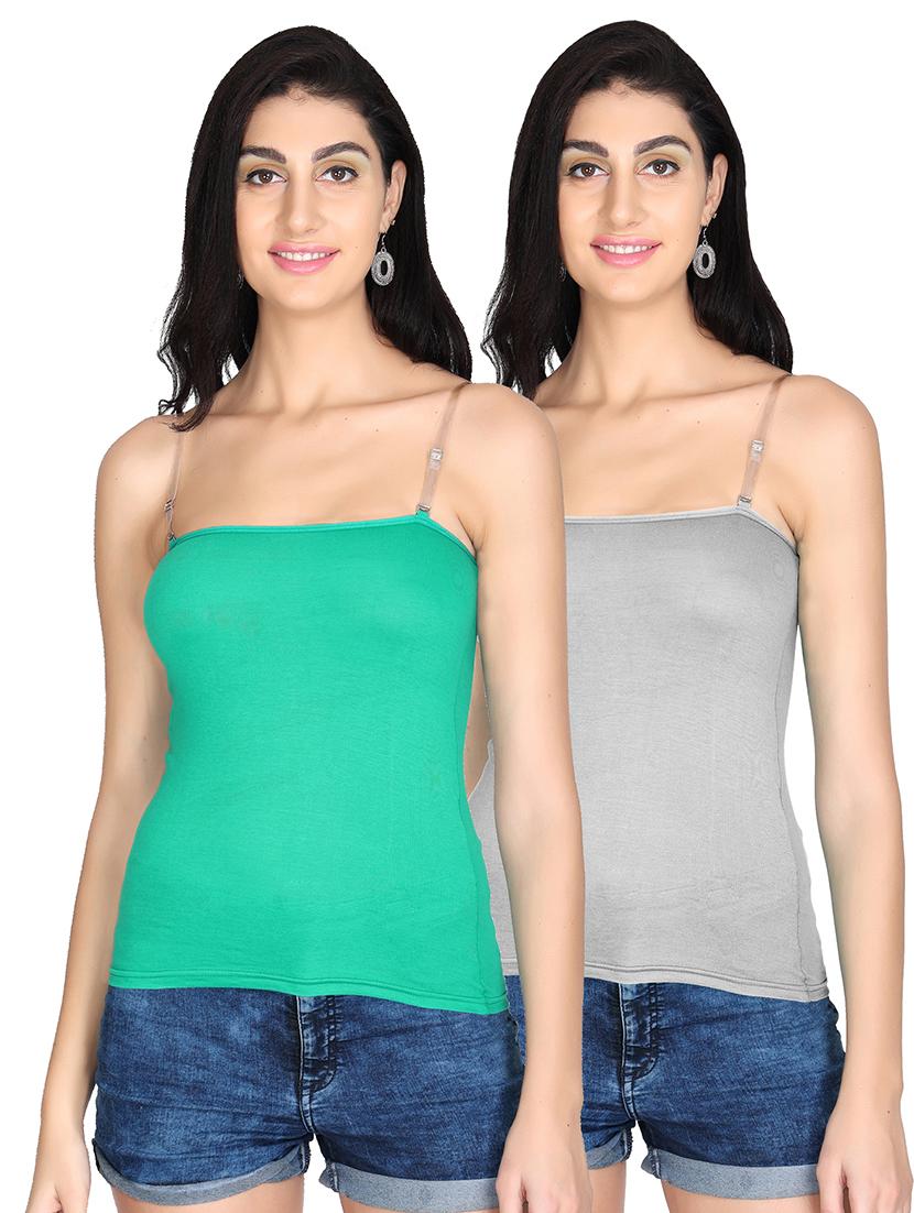 pack of 2 solid transparent straps camisoles