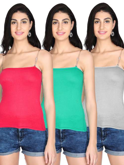 pack of 3 solid transparent straps camisoles - 20726435 - Standard Image - 0