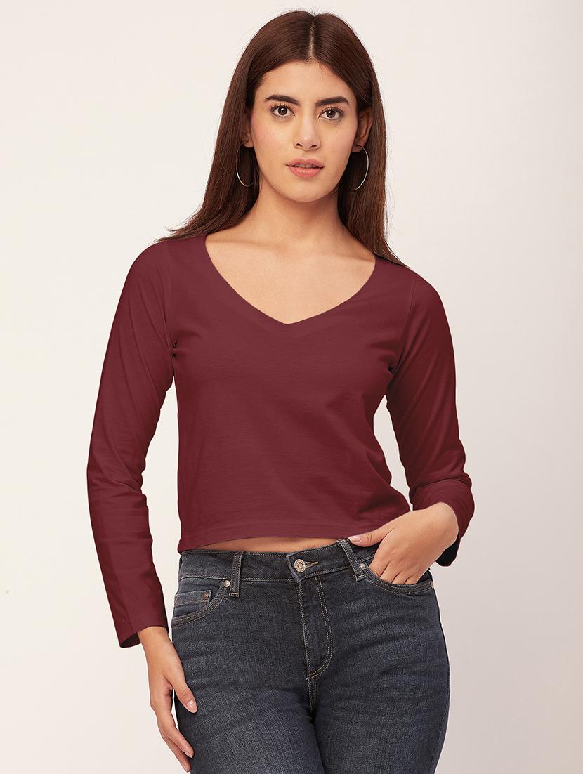 women solid long sleeves top - 20726551 -  Zoom Image - 0