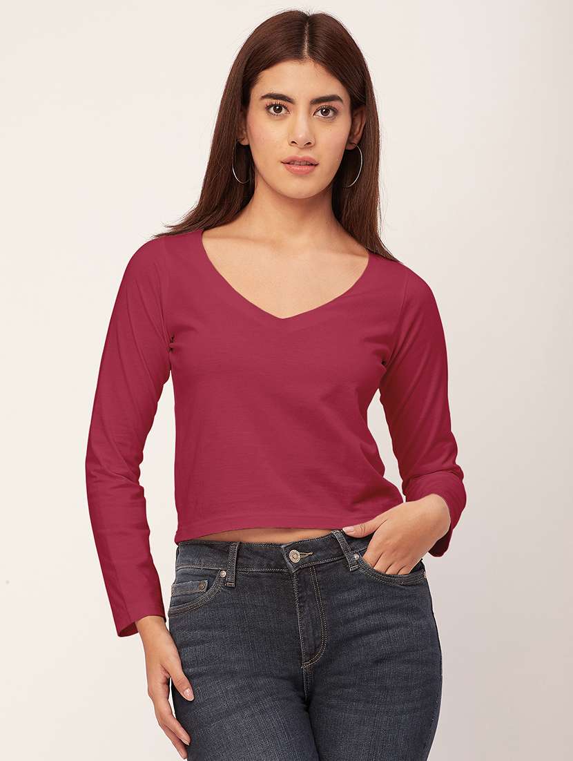 women solid long sleeves top