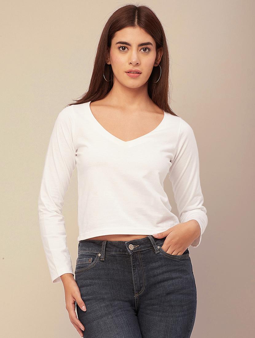women solid long sleeves top - 20726554 - Zoom Image - 0