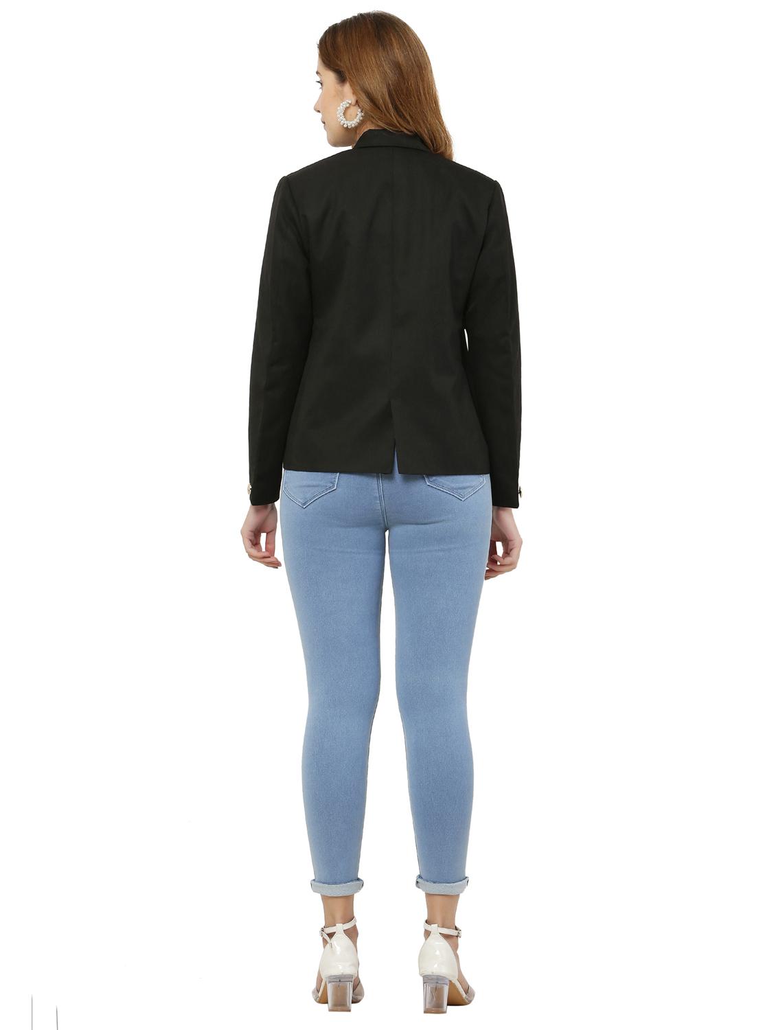 solid black lapel collar casual blazer - 20727366 - Standard Image - 3