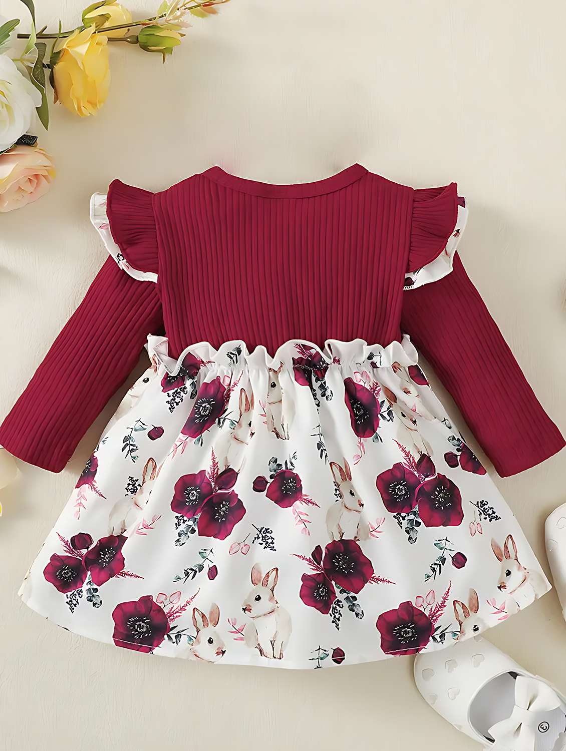Girls Floral Print Lycra Frock