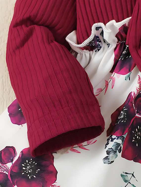 Girls Floral Print Lycra Frock