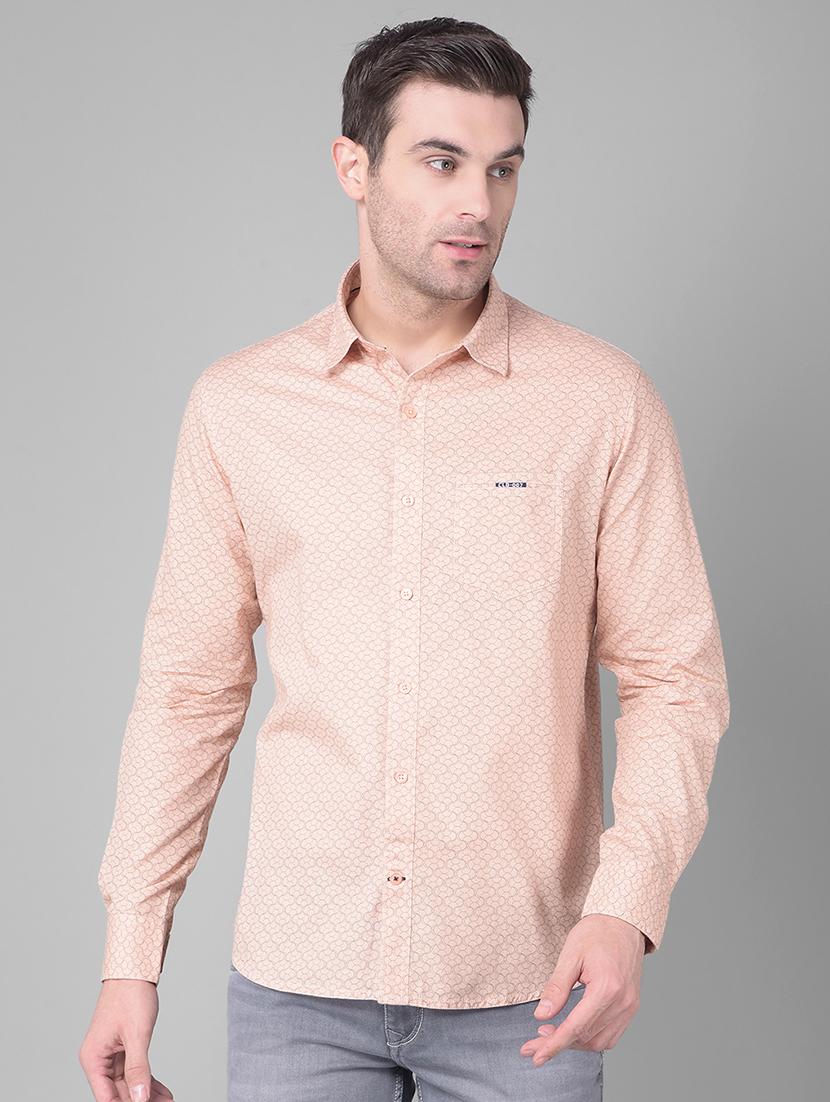 orange printed slim fit casual shirt - 20727656 - Zoom Image - 0
